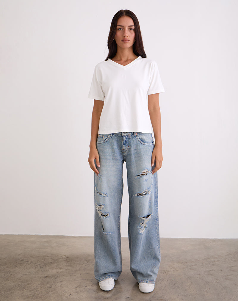 Low Rise Roomy Jeans in Extreme Rip Vintage Blue