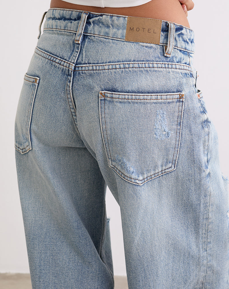 Low Rise Roomy Jeans in Extreme Rip Vintage Blue