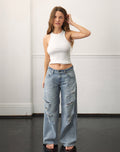 Low Rise Roomy Jeans in Extreme Rip Vintage Blue