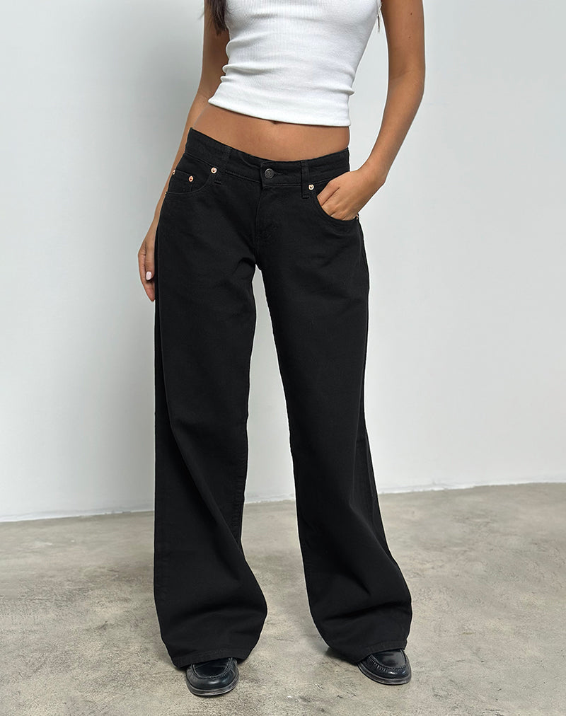 Low Rise Roomy Jeans in Rinse Black