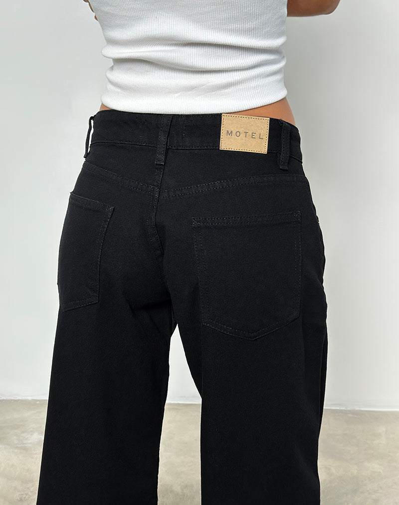 Low Rise Roomy Jeans in Rinse Black