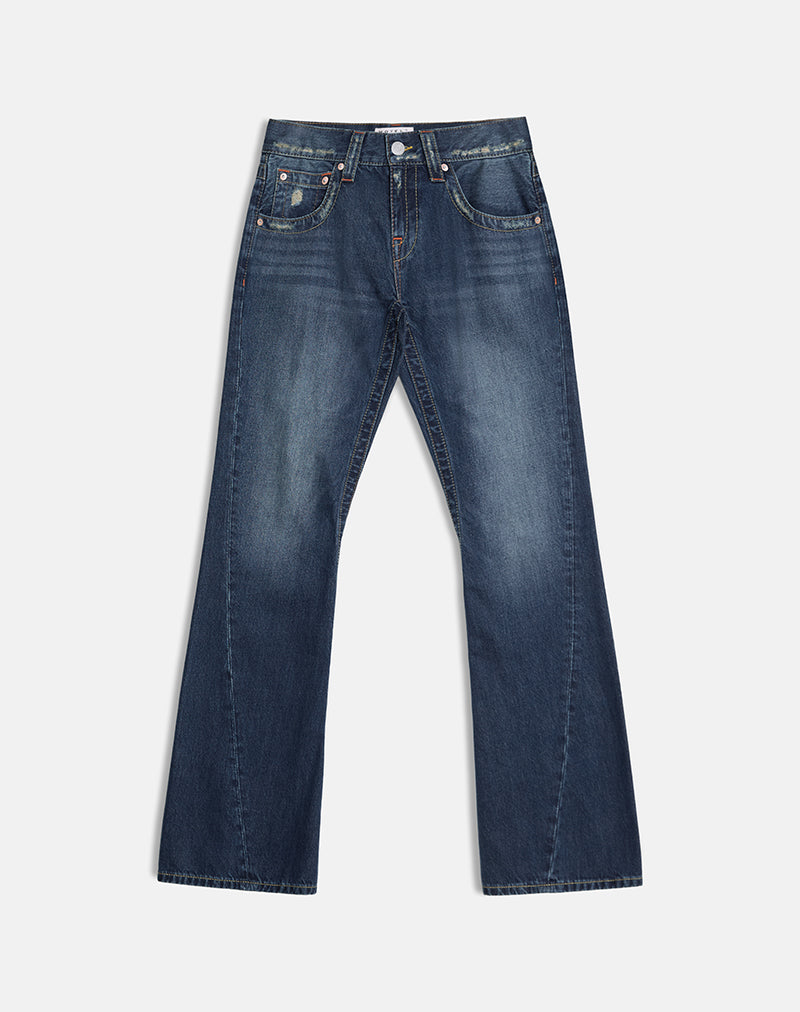 Low Rise Twisted Seam Jeans In Mid Blue Tint