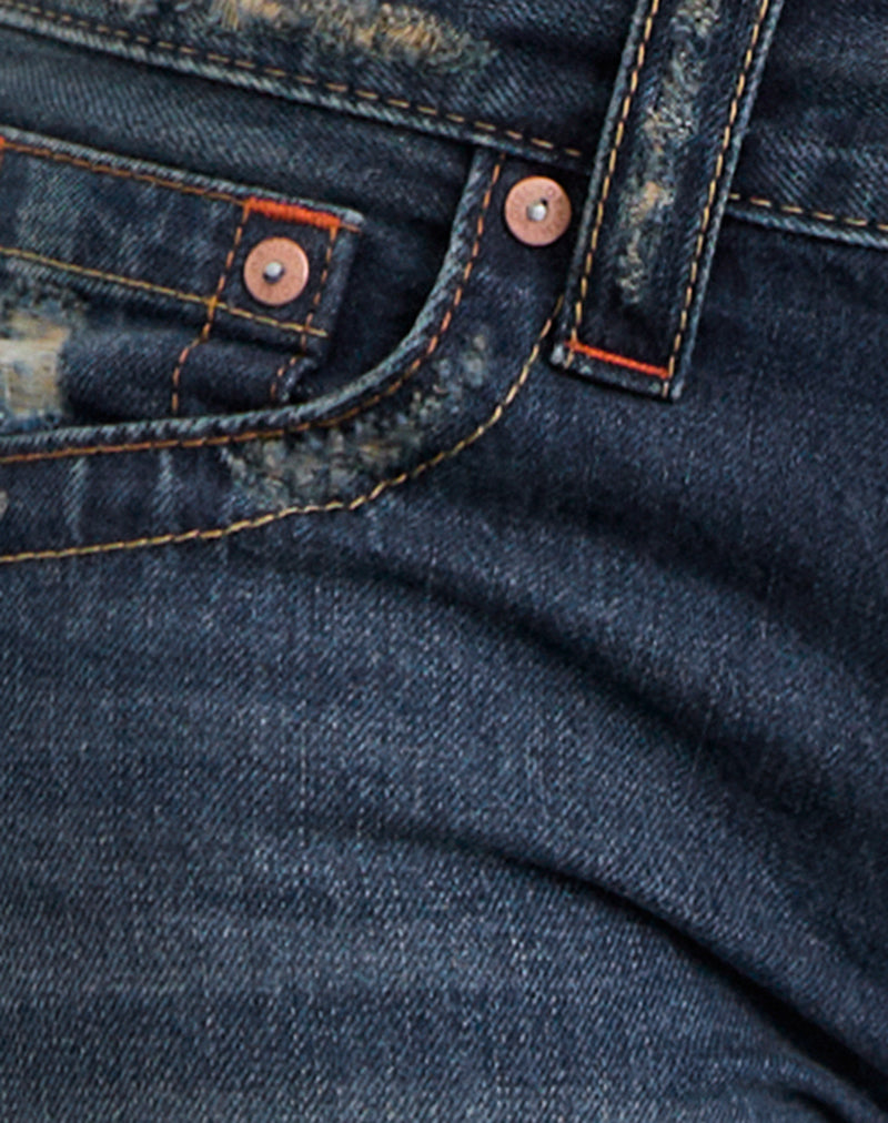 Low Rise Twisted Seam Jeans In Mid Blue Tint