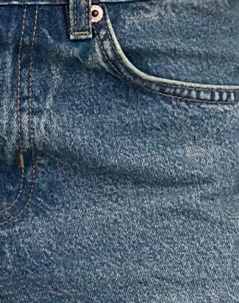 Low Slung Roomy Jeans in Vintage Blue Green