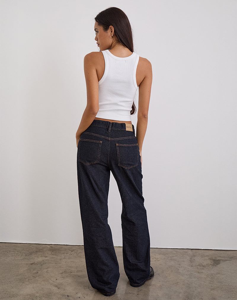 Low Slung Slim Parallel Jeans in Indigo