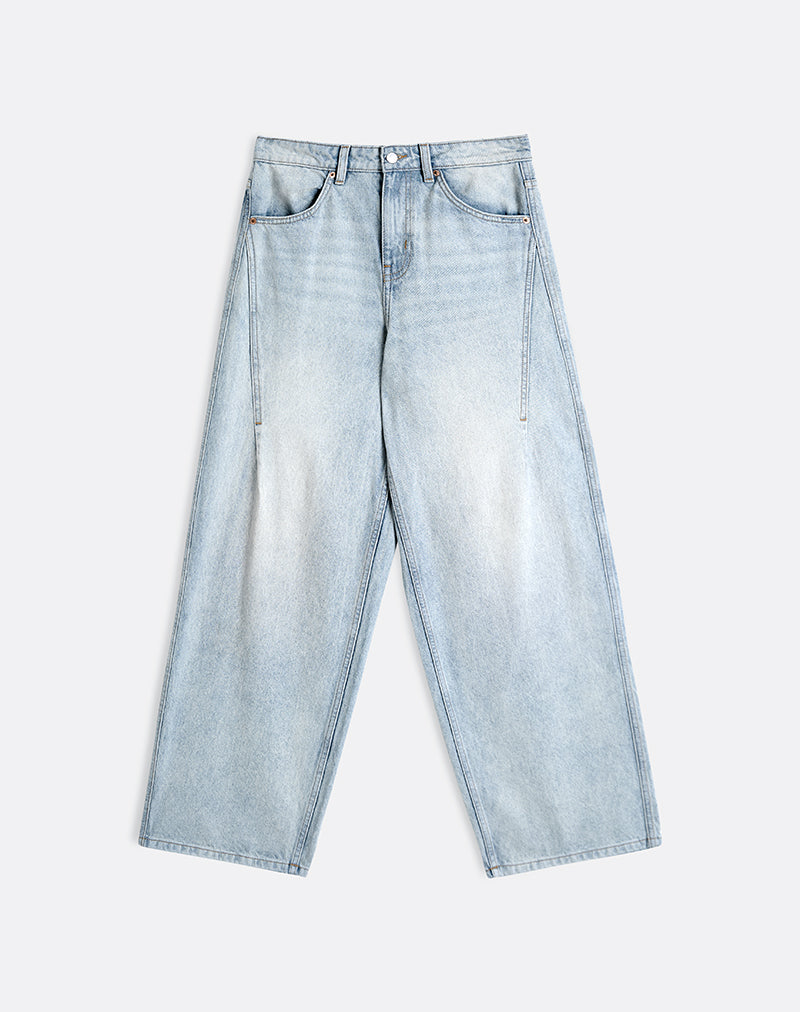 Low Slung Roomy Jeans in Breeze Blue Wash