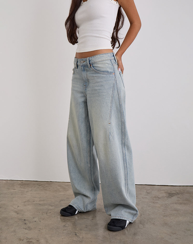 Low Slung Roomy Jeans in Breeze Blue Wash