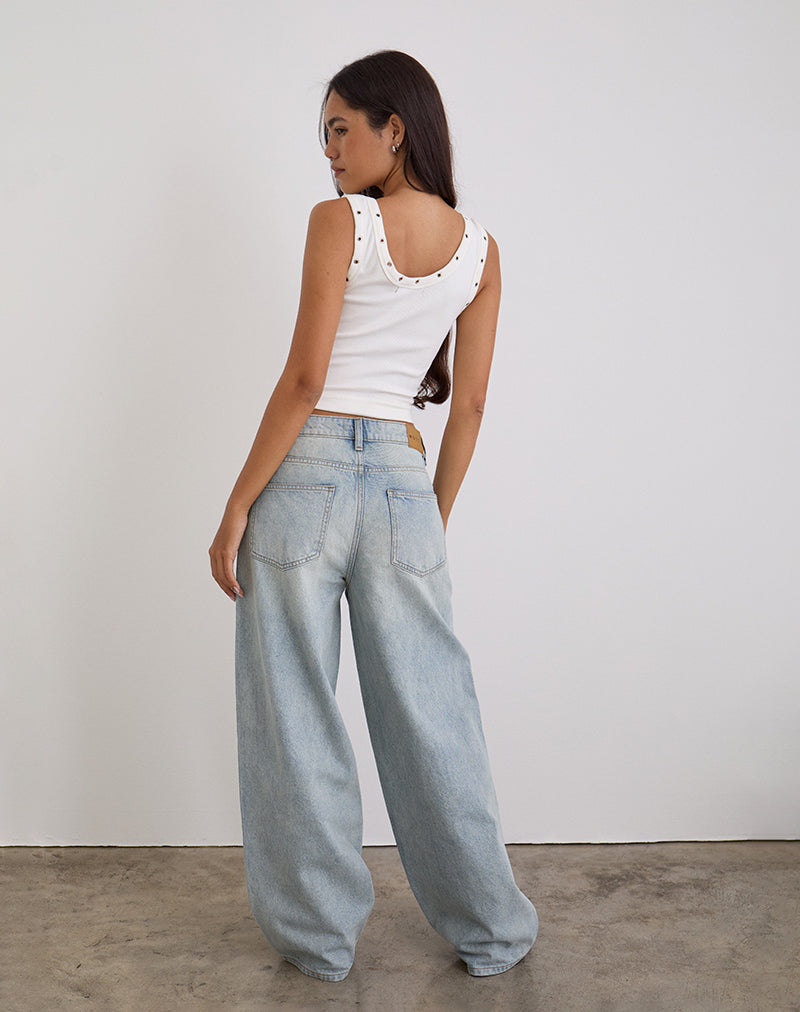 Low Slung Roomy Jeans in Breeze Blue Wash
