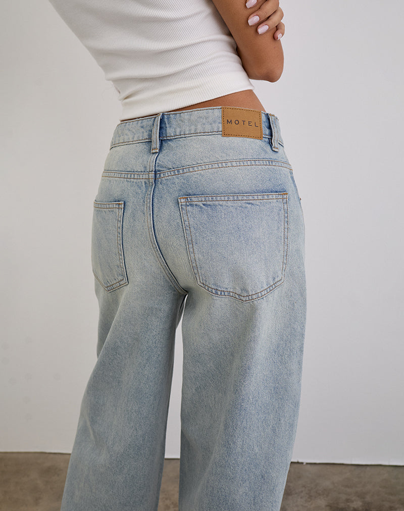 Low Slung Roomy Jeans in Breeze Blue Wash