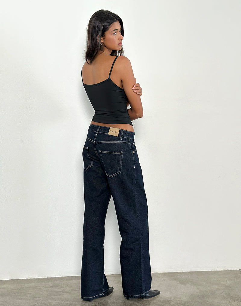 Low Rise Parallel Jeans in Indigo with Contrast Stitch