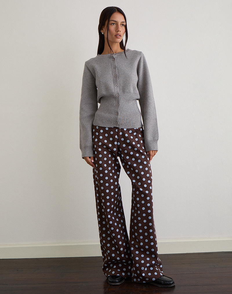 Low Rise Roomy Trouser in Mono Polka Brown