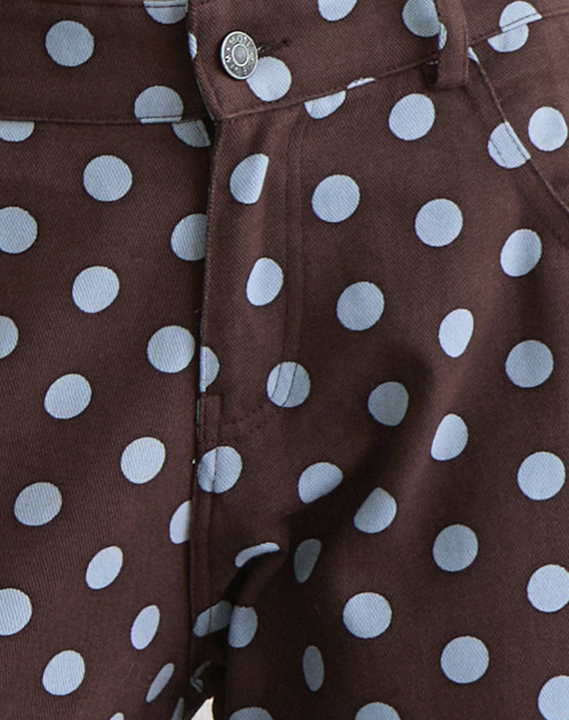 Low Rise Roomy Trouser in Mono Polka Brown