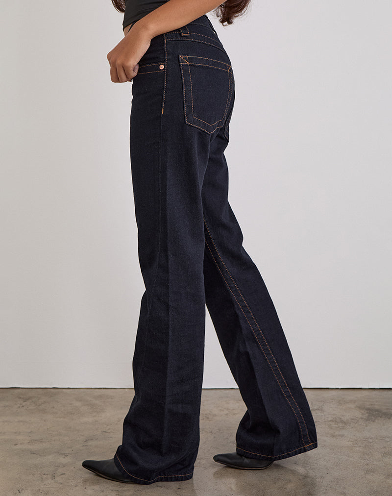 Low Rise Twisted Seam Jeans in Indigo