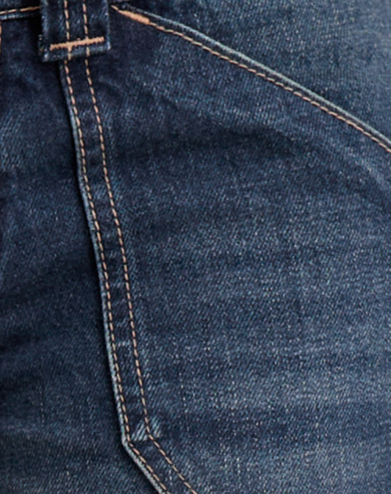 Low Rise Relaxed Cargo Jeans in Mid Blue Tint