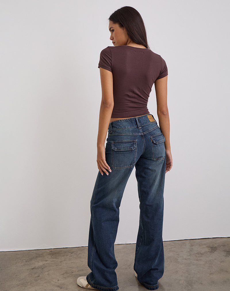 Low Rise Relaxed Cargo Jeans in Mid Blue Tint