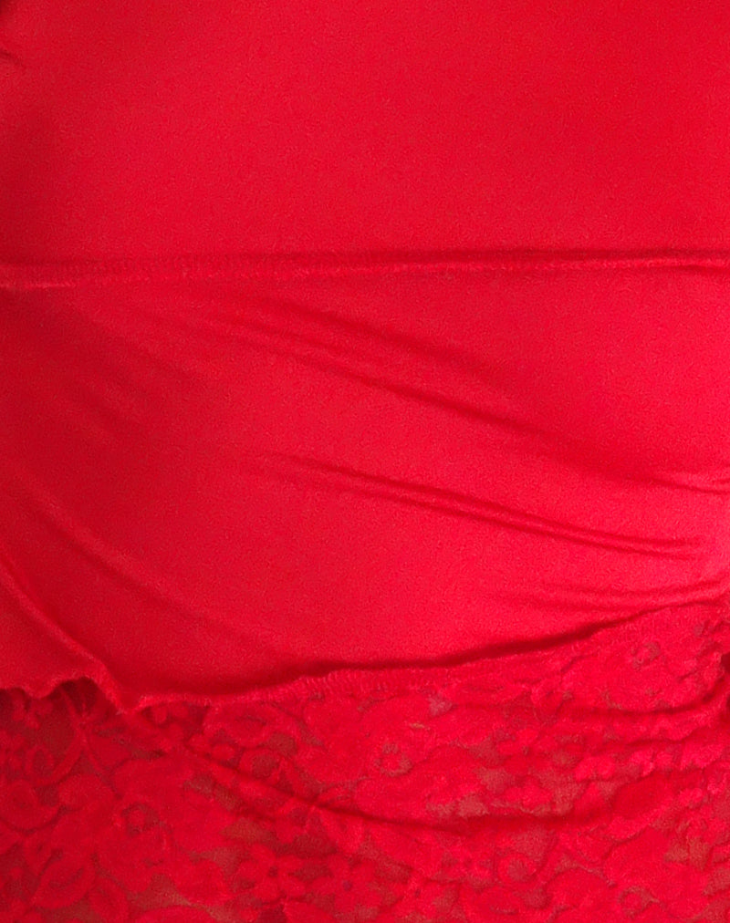 Lucca Long Sleeve Top in Slinky Lace Red