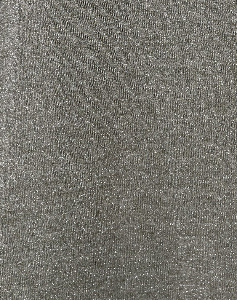 Luciara Midi Skirt in Glitter Knit Khaki