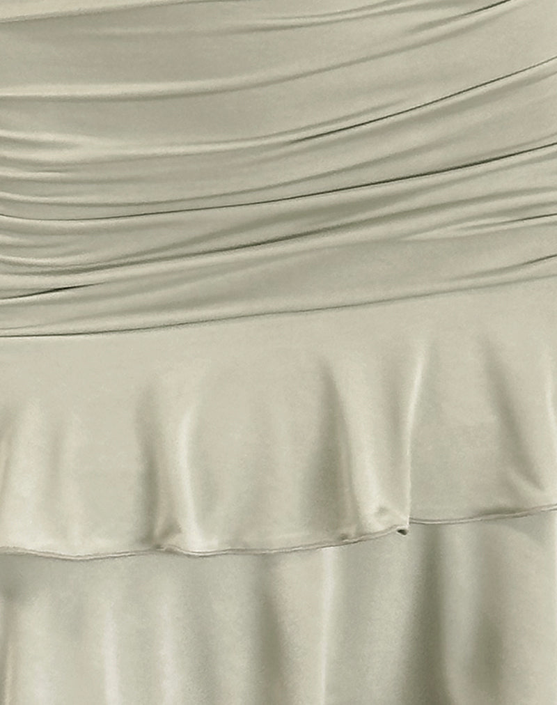 Luella Ruffle Mini Dress in Slinky Sage