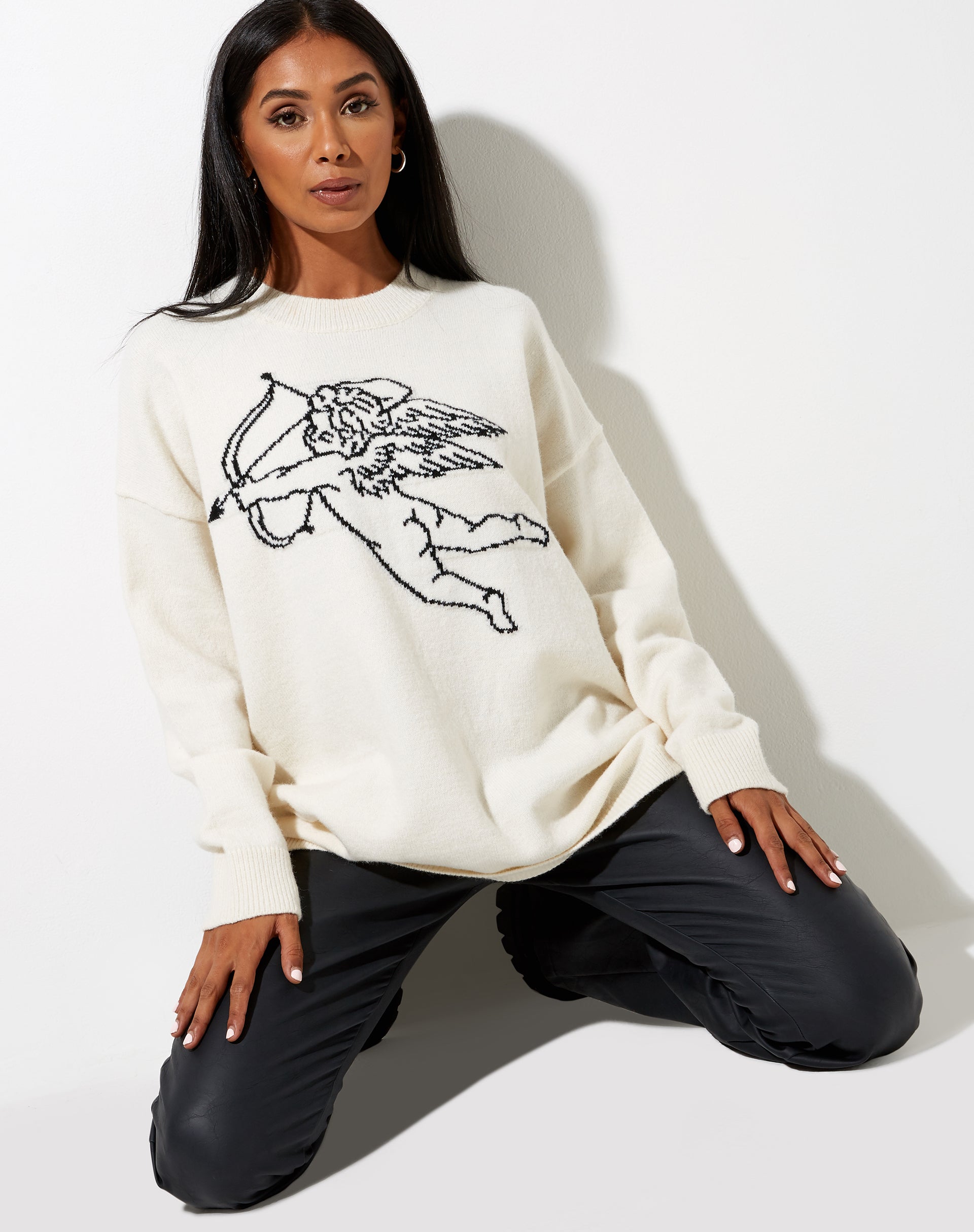 Lulees Jumper in Knit Ivory Cherub Black