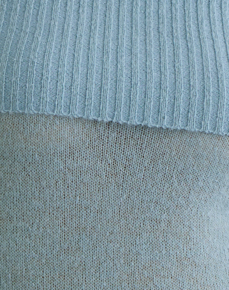 Lune Bardot Jumper in Knit Blue