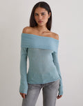 Lune Bardot Jumper in Knit Blue