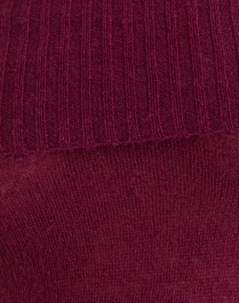 Lune Bardot Jumper in Knit Wine