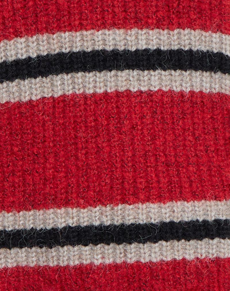 Lunet Knitted Jumper in Red and Black Stripe