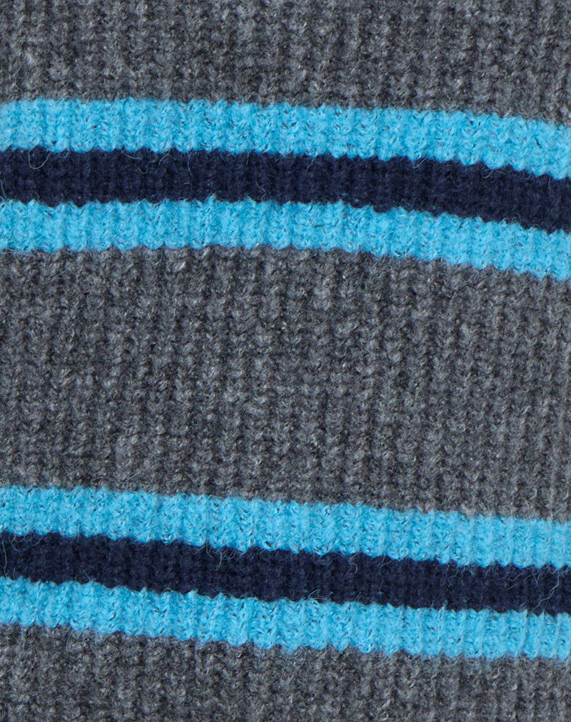 Lunet Knitted Jumper in Stripe Grey and Blue