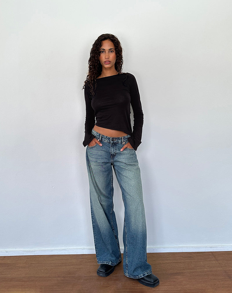 Lunica Long Sleeve Top in Tissue Jersey Black