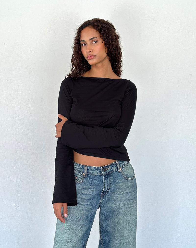 Lunica Long Sleeve Top in Tissue Jersey Black