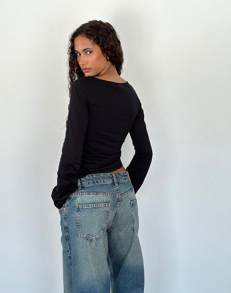 Lunica Long Sleeve Top in Tissue Jersey Black