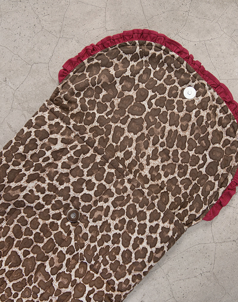 Laptop Bag in Leopard Print with Red Frill