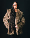 Lupita Jacket in Faux Long Fur Brown