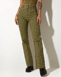 Zoven Flare Trouser in Chevron Green