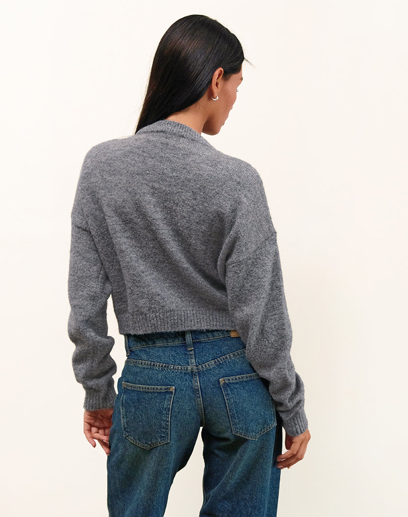 Maira Zip Through Jacket in Knit Grey