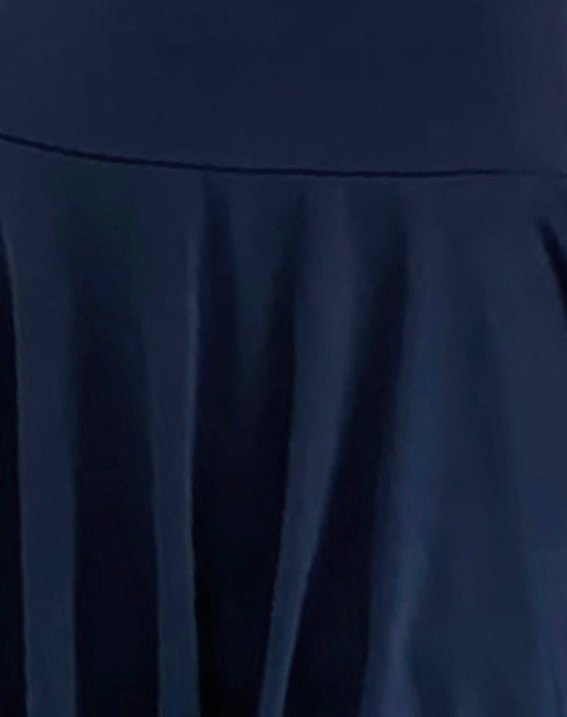 Maisha Open Back Bow Mini Dress in Slinky Navy