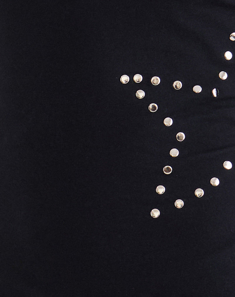 Malakai Long Sleeve Top in Star Stud Black