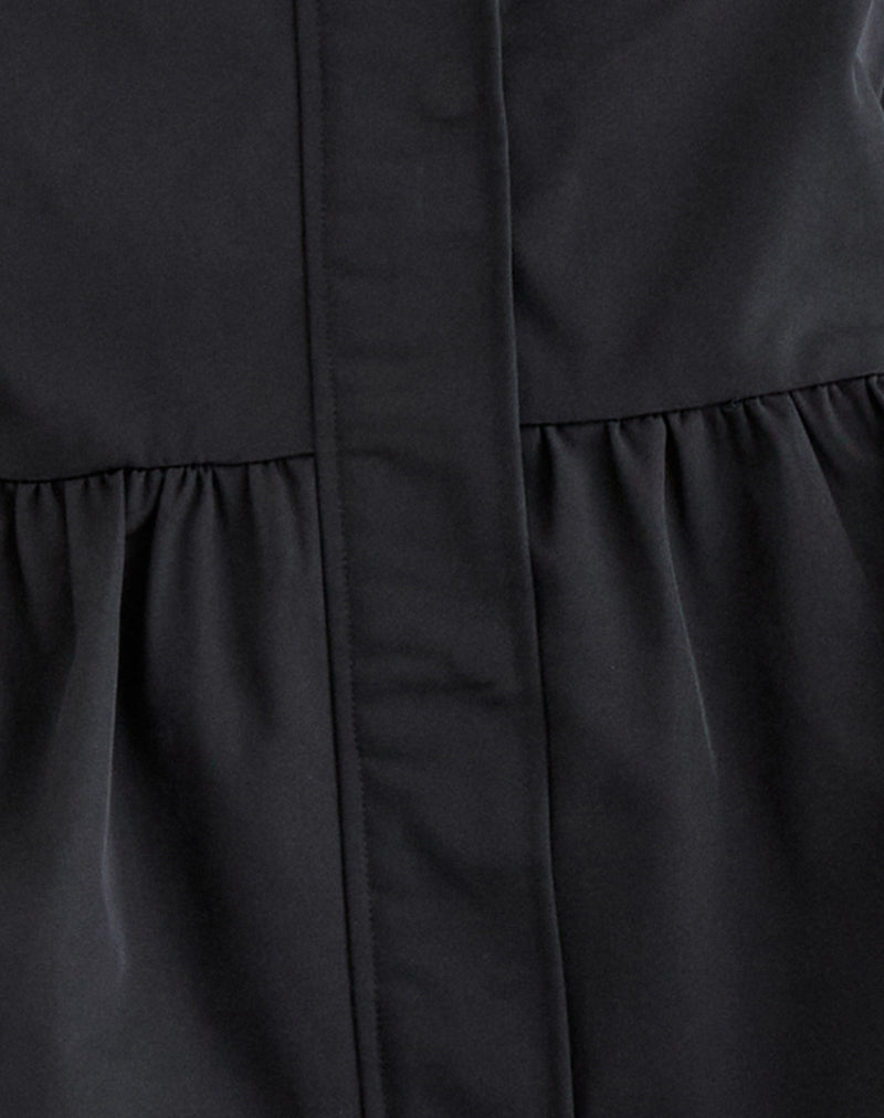 Malcari Peplum Nylon Jacket in Black