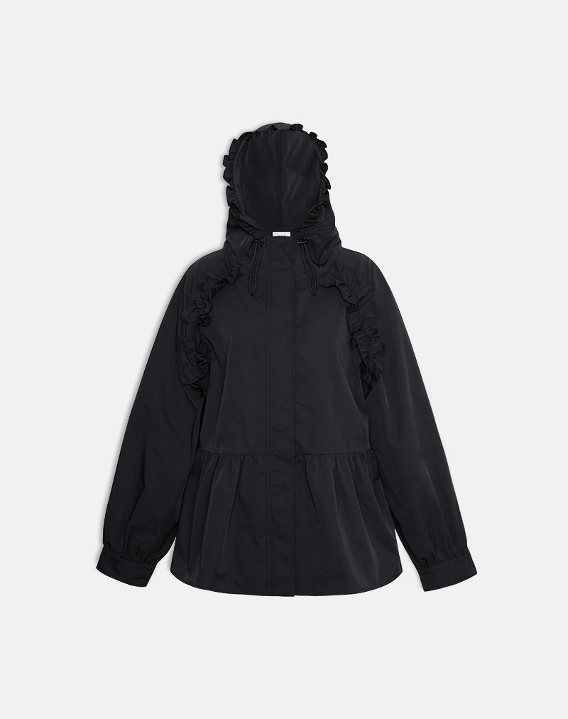 Malcari Peplum Nylon Jacket in Black