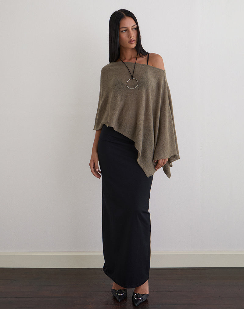 Maliha Poncho in Sheer Knit Taupe