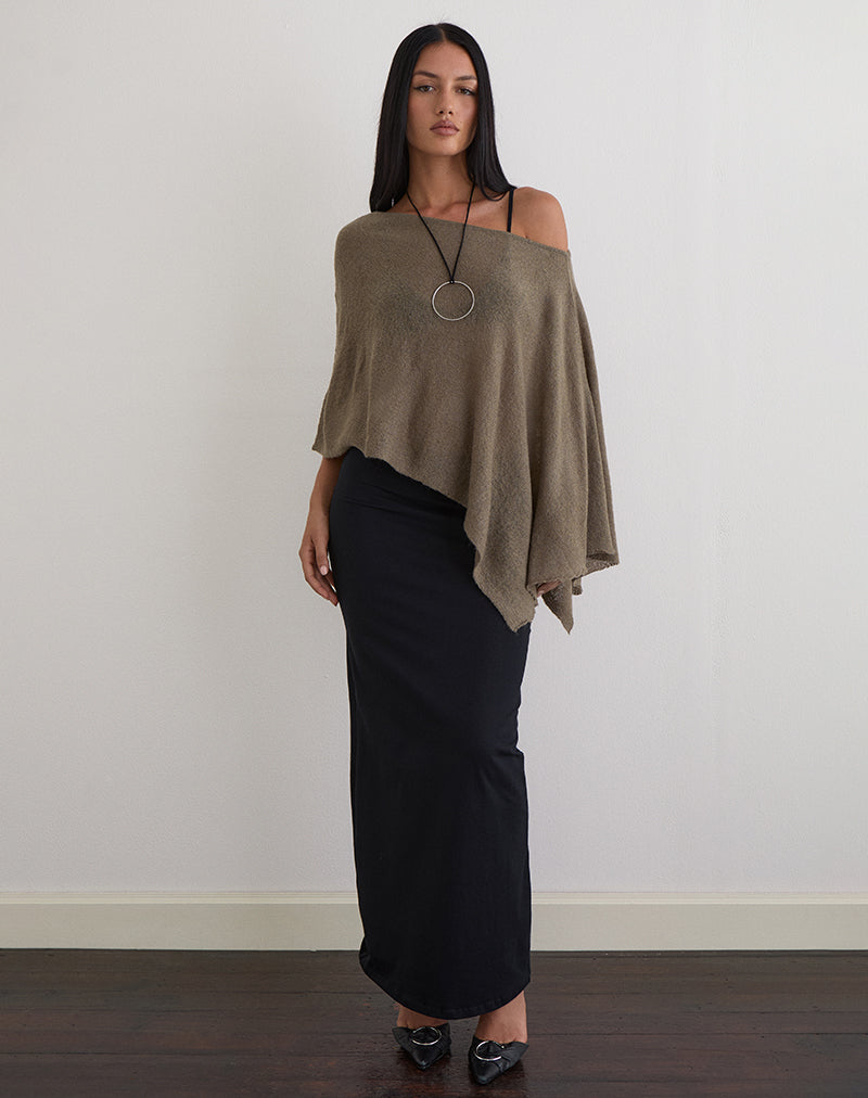 Maliha Poncho in Sheer Knit Taupe
