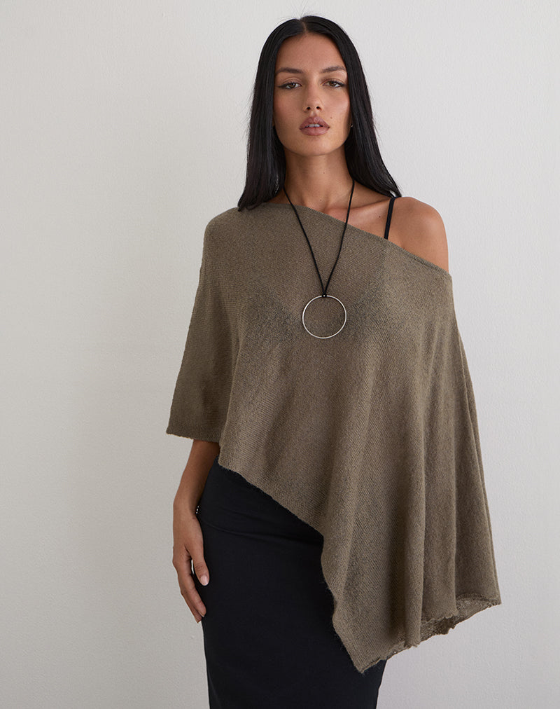 Maliha Poncho in Sheer Knit Taupe