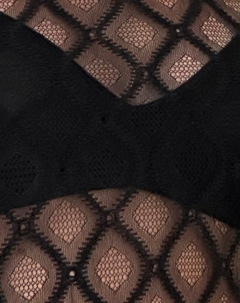 Maloe Lace Patterned Tank Top in Black