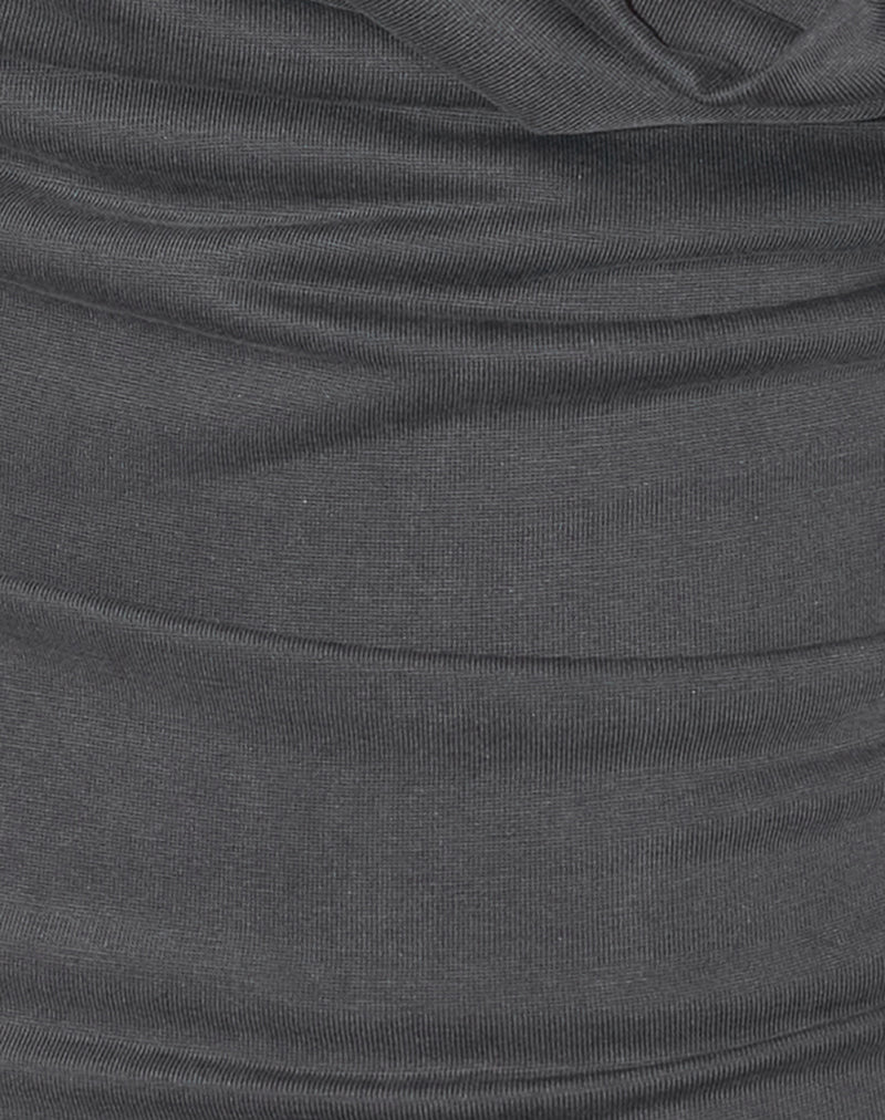Malora Cowl Mini Dress in Charcoal