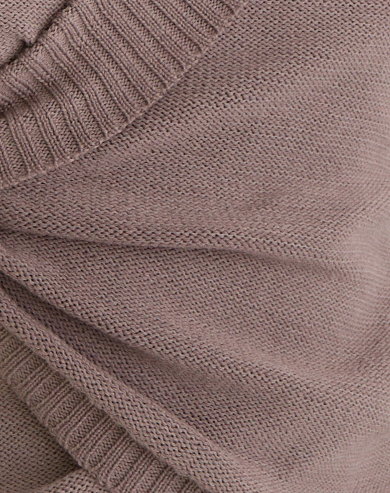 Malya Top with Buckle in Knit Taupe