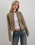 Mandy Jacket in Faux Suede Walnut