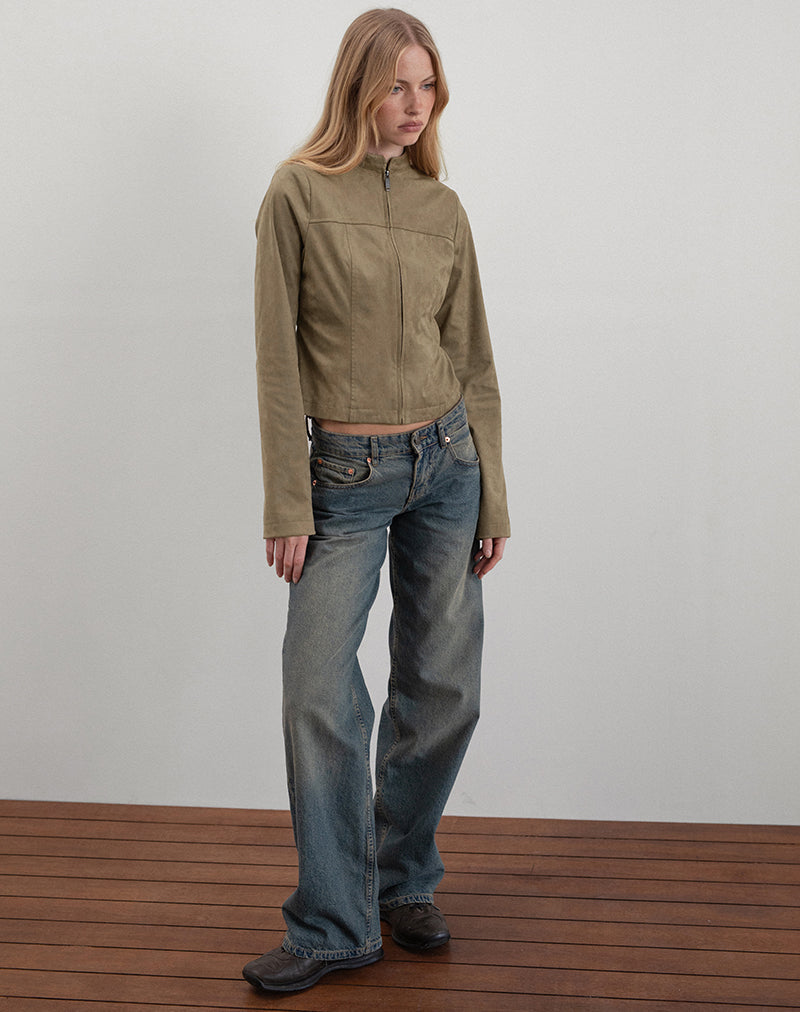 Mandy Jacket in Faux Suede Walnut