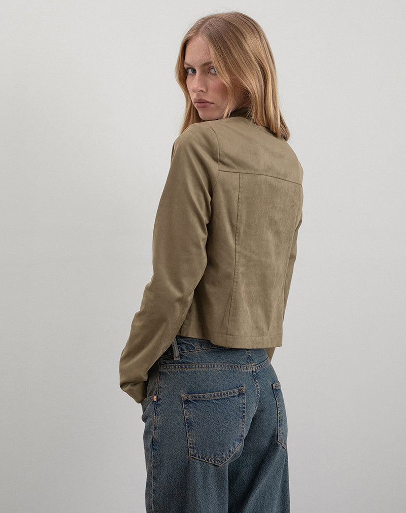 Mandy Jacket in Faux Suede Walnut