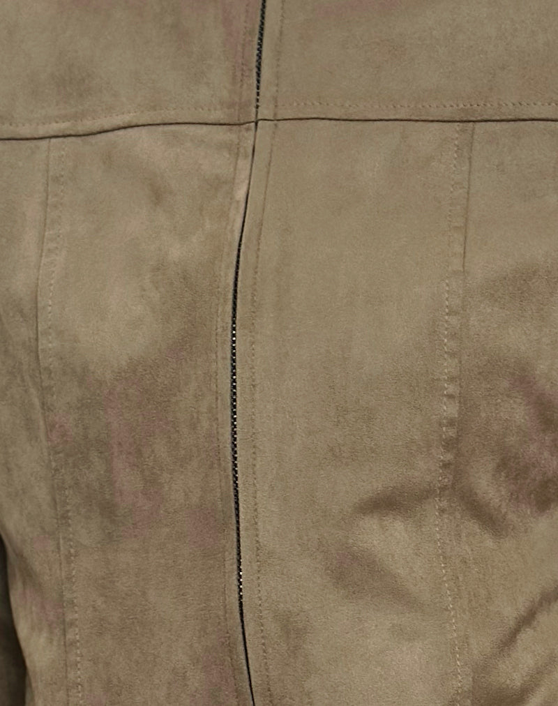 Mandy Jacket in Faux Suede Walnut