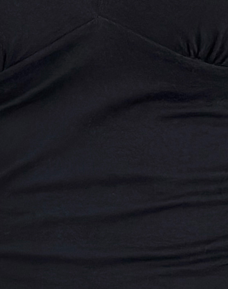 Mantha Knot Shoulder Top in Black